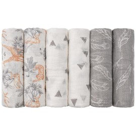 GLLQUEN BABY Receiving Blanket Boy Cotton Muslin Swaddle Blankets Girl Newborn Squares Breathable & Soft Thin Baby Blankets Cloths Double Absorbent Infant Swaddling Wrap - 6 Pack(Jungle)