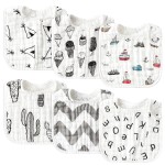 Zainpe 6Pcs Snap Muslin Cotton Baby Bibs Summer Ice Cream Pattern Infants Drool Bib Soft Absorbent Adjustable Burp Cloths Feeding Cloth for Newborns Girls Boys Toddlers Teething Eating 0 to 36 Months
