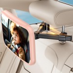 Baby Car Mirror for Baby Car Seat Safely Mirror Hook Clip Design for Rear Facing Infant Newborn 360 Rotation Baby Backseat Mirror Wide Clear View Shatterproof Easy Install Baby Essentials - Pink