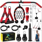 RENRANRING Weight Cable Pulley System Gym, Upgraded Cable Pulley Attachments for LAT Pull Down, Biceps Curl, Tricep, Arm Workouts - Home Gym Add On Equipment
