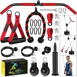RENRANRING Weight Cable Pulley System Gym, Upgraded Cable Pulley Attachments for LAT Pull Down, Biceps Curl, Tricep, Arm Workouts - Home Gym Add On Equipment