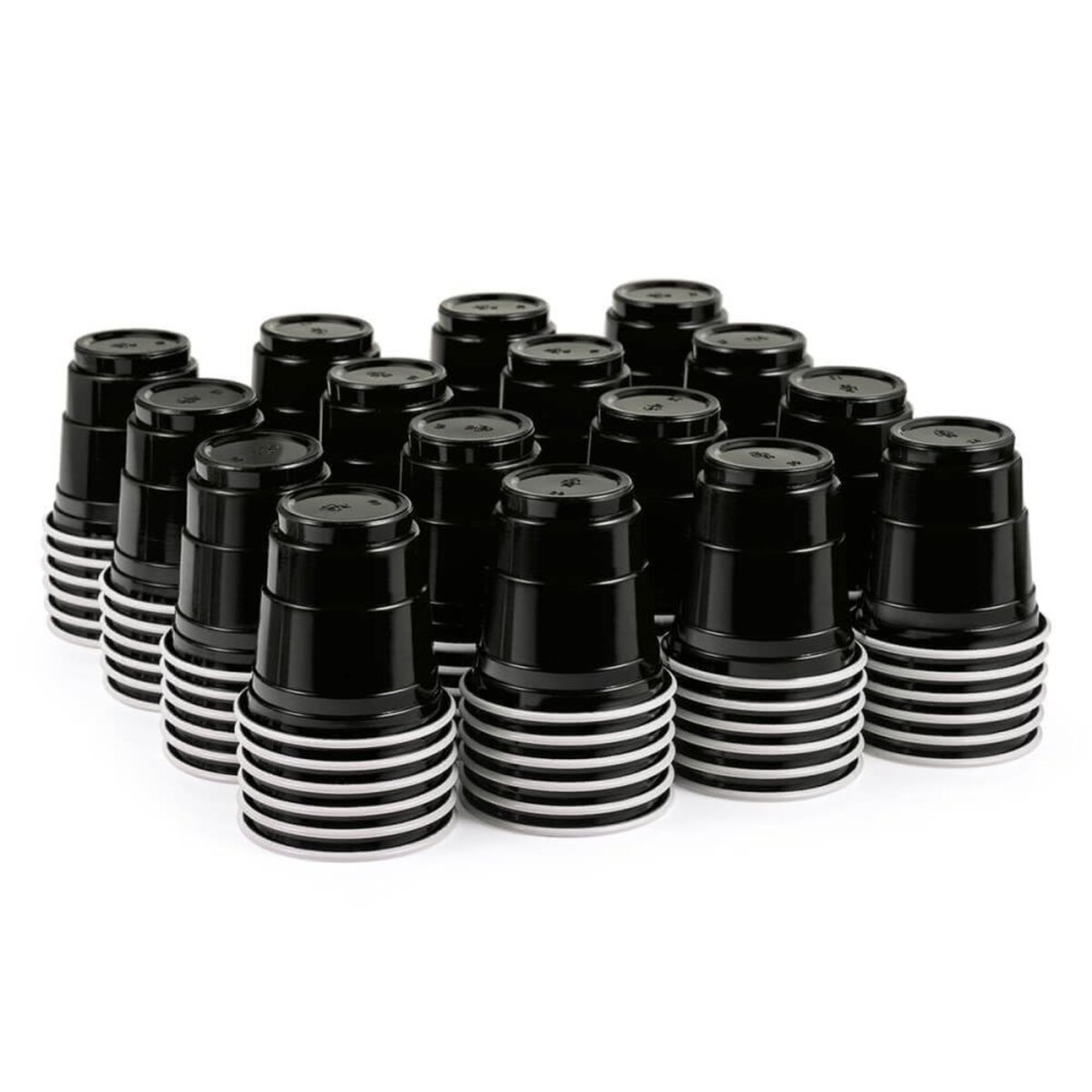 HAOZAN 100ct 2oz. Mini black Shot Cups, Disposable and Small Size Perfect for Party, Tastings, Sample and More