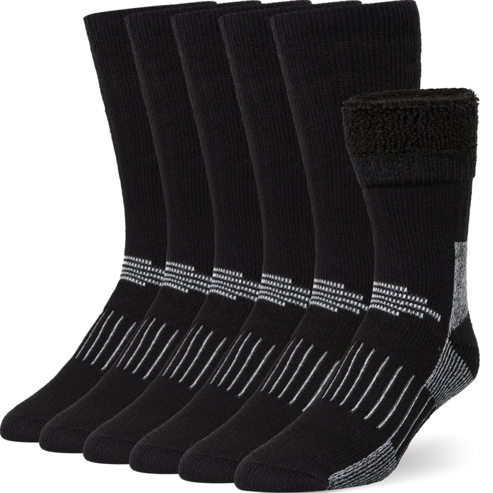 Buttons & Pleats Premium Merino Wool Hiking Socks Outdoor Trail Crew Socks Black ML