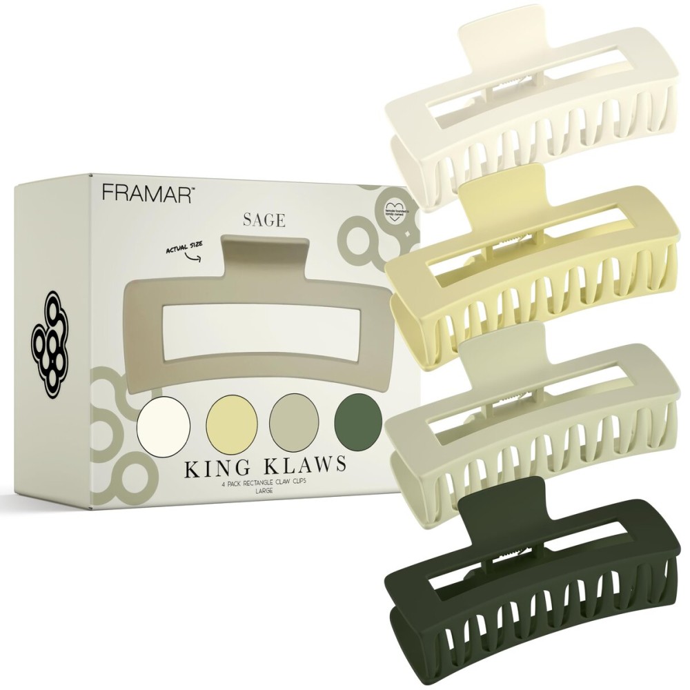 FRAMAR Green Hair Clips For Women Thick Hair - Extra Large Claw Clips for Thick Hair, Big Hairclips, Hairclips For Girls, Sage Green Accessories, Pinzas Para El Cabello - 4 Pack