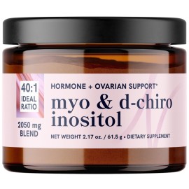 Myo-Inositol & D-Chiro Inositol Powder | Hormone Balance for Women | Ideal 40:1 Ratio | Myo 2000mg, D Chiro 50mg | Regulate Menstrual Cycle and Support Ovarian Health | 30 Servings, 2.17 oz.