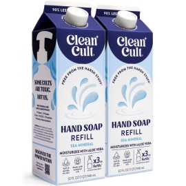 Cleancult - Liquid Hand Soap Refills - Sea Minerals - Gentle On Sensitive Skin - Made with Aloe Vera & Essential Oils - Eco Friendly - Paper-Based Packaging - 32 oz/2 Pack