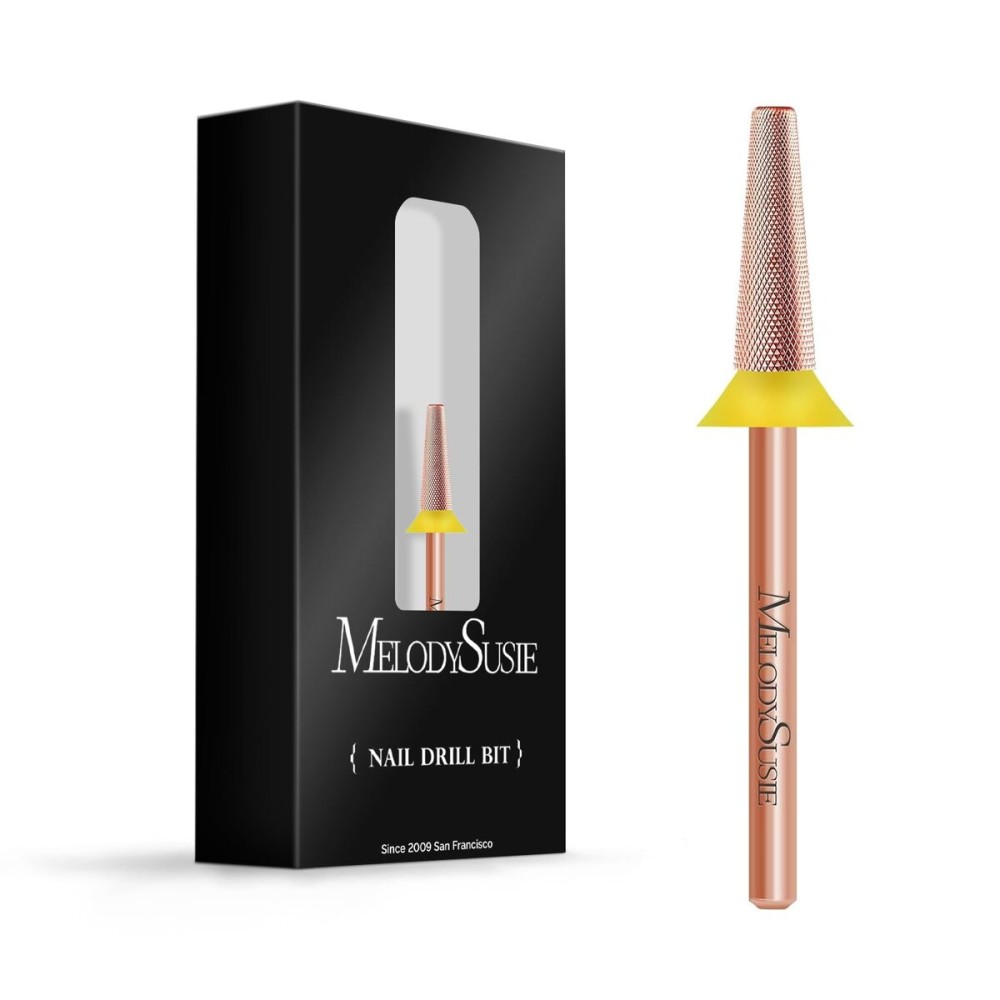 MelodySusie Tapered Barrel Nail Buffer Bit, Professional Safety Carbide Nail Bit for Nature Nail Bed File Cuticle Dead Skin Cleaning Nail Prepare, Two Way Rotate, Manicure Nail Salon Supply, Rose Gold