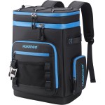 Hulongo 30l Large Waterproof Leakproof Cooler Backpack for Men & Women, Insulated Backpack Cooler for Camping, Beach, Fishing, PicnicOutdoor, 30L, 48Cans, Black