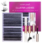 Ocean Pearl Lash Clusters 320pcs 3D Thick Lash Clusters kit 60D+80D Lashes,Eyelashes,Lash Extension Kit,Eyelash Clusters with Lash Bond&Seal&Remover&Tweezers,Lashes Clusters Eyelash Extensions Kit