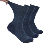 Facool Gentle Compression Wool Socks - Promotes Blood Flow, Reduces Swelling, 3 Pairs Dark Blue Medium