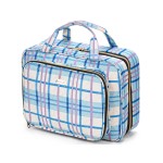 BALULHG Travel Hanging Toiletry Bag for Women,Makeup Bag Cosmetic Organizer Waterproof with Hanging Hook Multiple Pockets for Women Travel Essentials Plaid Blue