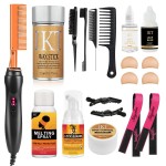 Hot Comb Set 19 Pcs, Electric Hair Straightener Curling Iron for Natural Black Hair Wigs Pressing with Wig Glue