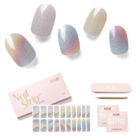 NAILOG Semi Cured Gel Nail Strips - 20 Pcs Gel Nail Stickers | Buy 2 Get 1 UV Lamp | Misty Glow