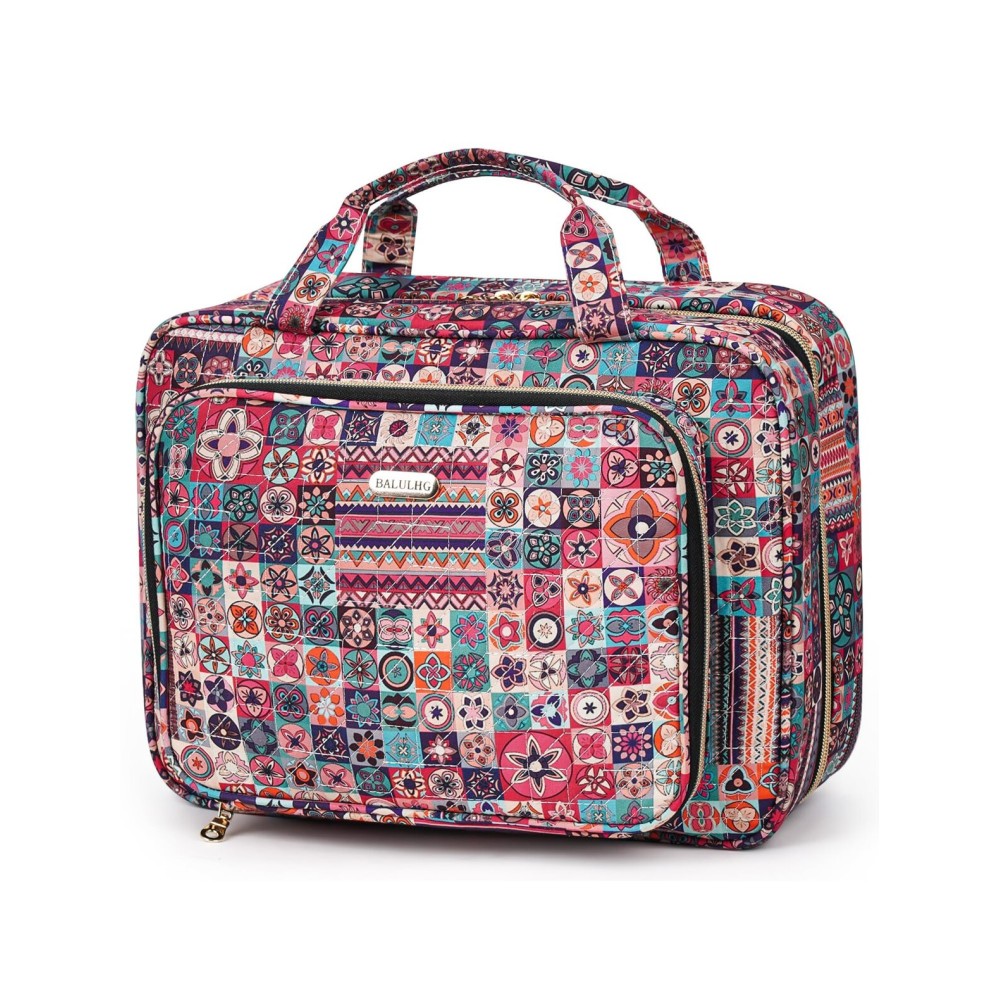 BALULHG Travel Hanging Toiletry Bag for Women,Makeup Bag Cosmetic Organizer Waterproof with Hanging Hook Multiple Pockets for Women Travel Essentials Bohemia