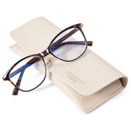 Madison Avenue Square Vintage TR90 Blue Light Blocking Reading Glasses for Women with Case, Anti Glare/Eyestrain Computer Readers Demi +1.25