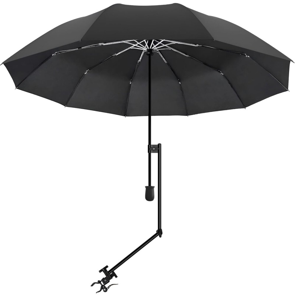 UPF 50+ Beach Umbrella with Adjustable Universal Clamp