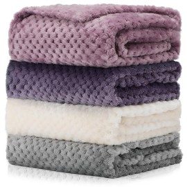 Frienda 4 Pcs Baby Fuzzy Blanket Fluffy Baby Blanket for Boys Girls Soft Warm Infant Newborn Toddler Receiving Nursery Bed Supplies, 32 x 24 Inch(Purple Color)