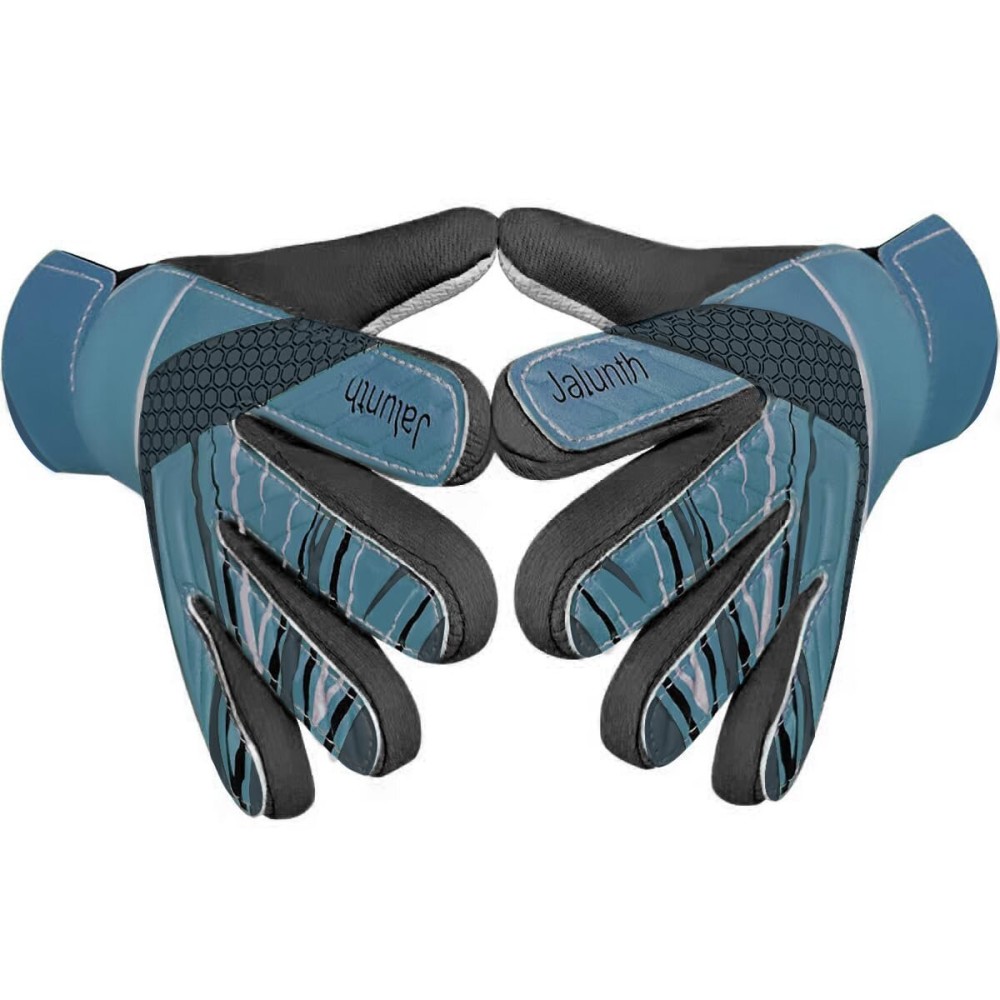 Jalunth Kids Youth Soccer Goalkeeper Goalie Gloves Boys Girls Goal Keeper Field Player Glove Ages 9-10 Years Old Anti-Slip Latex Palm Soft Pu Hand Back Size 7 Gray Black