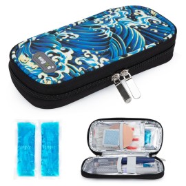 YOUSHARES Insulin Cooler Travel Case - Diabetic Case Insulated Organizer Portable Cooling Bag for Insulin Pen and Medication Diabetic Care Supplies with 2 TSA Approved Ice Pack