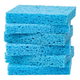 Cellulose Sponges,Heavy Duty Scrub Kitchen Sponge,Clean Tough Messes Without Scratching Sponges Kitchen Blue(6 Pack)