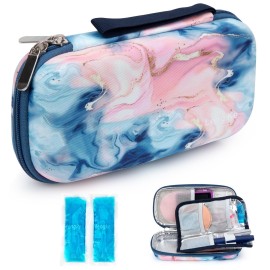 YOUSHARES Insulin Cooler Travel Case - Diabetic Insulated Organizer Portable Cooling Bag for Medication Cooling Insulation, Insulin Pen Case with 2 TSA Approved Cooler Ice Pack (Quicksand Powder)