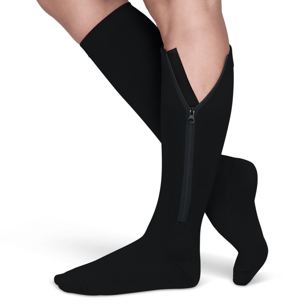 TheraMagic Zipper Compression Socks for Men & Women, Wide Calf 20-30mmHg Closed Toe Graduated Copper Zippered Compression Stocking