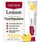 Red Seal Herbal & Mineral Fluoride Free Lemon Toothpaste - Mint Free Toothpaste for Adults - Vegan Friendly, Cruelty Free, No Artificial Colors or Flavors, NATRUE Certified Natural, SLS Free, 3.53 oz
