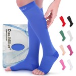 Doc Miller Open Toe Compression Socks for Men and Women, 15-20 mmHg, Calf Support Sleeves, Recovery Stockings, Wide Calf, Toeless Design, 1 Pair