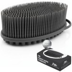 Silver Infused Silicone Body Scrubber Shower - Gentle Back Scrubber Soft Bristles - Avilana Premium Dual Sided Bath Brush Massage - Advanced Material Loofah Alternative - Gift Women Men