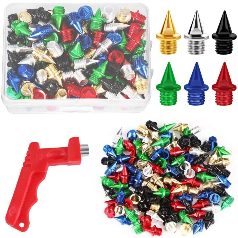 JULMELON 120PCS 1/4inch Stainless Steel Track and Cross Country Spikes Golf Shoe Spikes with Spike Wrench, Replacement for Short Running Sprint Sports Track Shoes