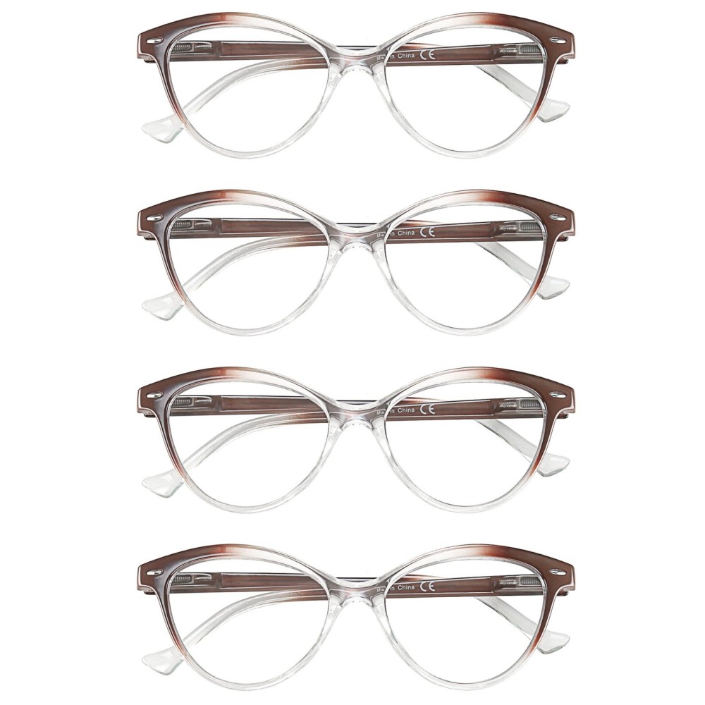 HEEYYOK Women Reading Glasses 4 Pack 1.75 Cateye Readers Glasses Reading Comfort Spring Hinge(4 Pack Color-C4, 1.75, x)