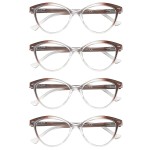 HEEYYOK Women Reading Glasses 4 Pack 1.75 Cateye Readers Glasses Reading Comfort Spring Hinge(4 Pack Color-C4, 1.75, x)