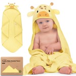 KeaBabies Hooded Baby Towel for Newborn - Viscose Derived from Bamboo Large Baby Bath Towels with Hood for Boys, Girls, Toddler, Extra Absorbent & Soft Newborn Bath Essentials (Giraffe, Regular)