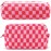 2Pcs Checkered Pencil Case Cute Pencil Pouch for Teens Checkered Makeup Bag Travel Cosmetic Bag Set Cute Makeup Pouch for Purse Portable Zippered Skincare Bags Preppy Toiletry Bags Organizer(Pink)