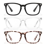 Cyxus 3 Pack Blue Light Glasses Men Women Reduce Eye Strain UV Blocking for Computer Screen 403B012 Black+Clear+Leopard