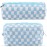 2Pcs Checkered Pencil Case Cute Pencil Pouch for Teens Checkered Makeup Bag Travel Cosmetic Bag Set Cute Makeup Pouch for Purse Portable Zippered Skincare Bags Preppy Toiletry Bags Organizer(Blue)