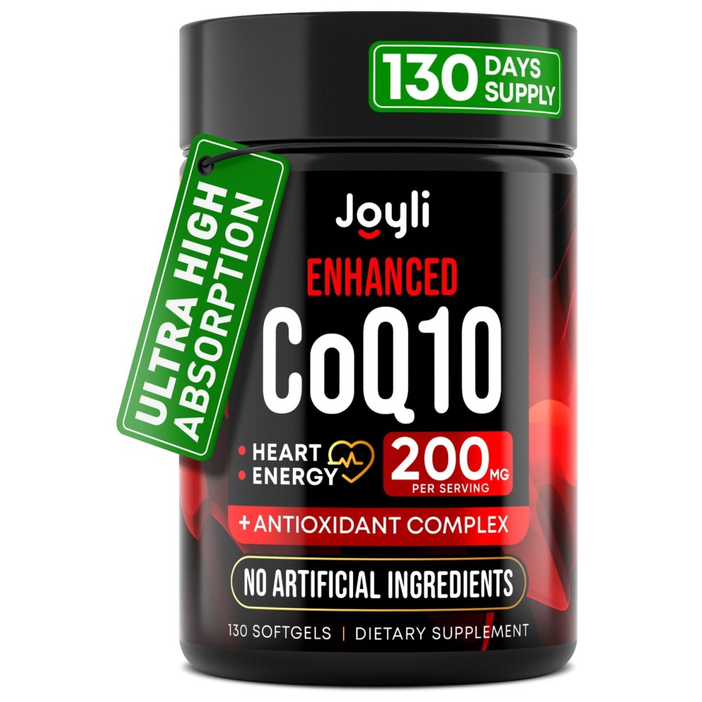 High Absorption CoQ10 200MG - Co Q10, 200mg Softgels for Heart Health & Energy Production - Enhanced Co Q 10 Supplement with Antioxidants and Flaxseed Oil - CoQ10 200 mg Per Serving