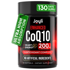 High Absorption CoQ10 200MG - Co Q10, 200mg Softgels for Heart Health & Energy Production - Enhanced Co Q 10 Supplement with Antioxidants and Flaxseed Oil - CoQ10 200 mg Per Serving