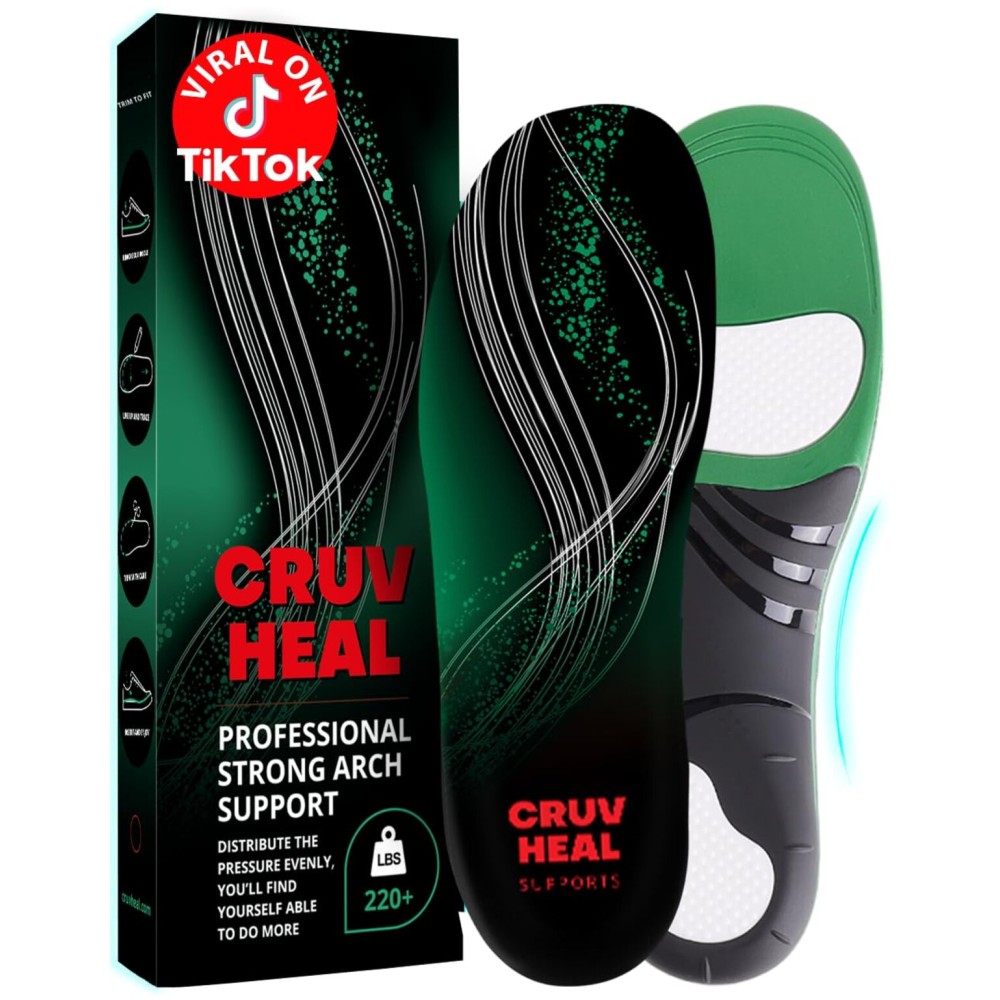 220+ lbs Plantar Fasciitis High Arch Support Insoles Men Women - Orthotic Shoe Inserts - Boot Work Shoe Insole (XXL, Green)