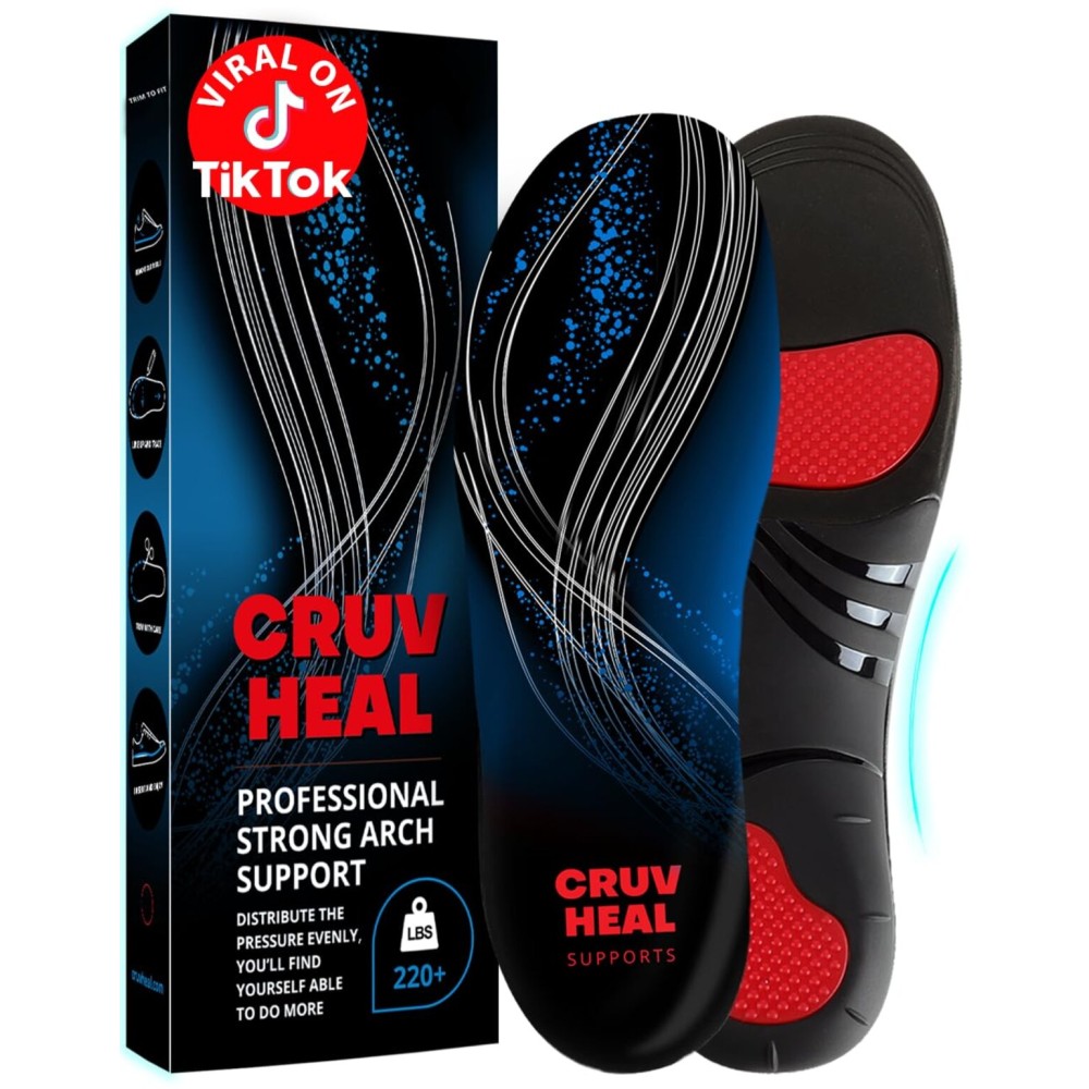 220+ lbs Plantar Fasciitis High Arch Support Insoles Men Women - Orthotic Shoe Inserts - Boot Work Shoe Insole (XXL, Blue)