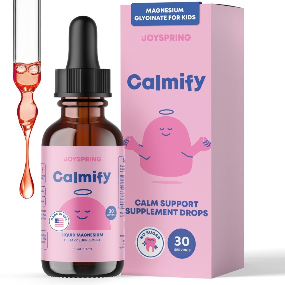JoySpring Calmify Liquid Magnesium for Kids | Organic Chamomile & L-Theanine Supplement | Sugar-Free & Gluten-Free | Calm Support | Magnesium Glycinate
