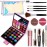 Makeup Set for Women Full Kit - 32 Colors Makeup Palette,5pcs Brushes Set, Mascara & Stamp Liquid Eyeliner, Eyebrow Pen, 2pcs Matte Liquid Lipsticks, 2 Powder Puff, 1 Cosmetic Bag Makeup Gift Set