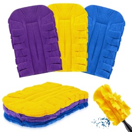 Zubebe 3 Pcs Duster Refill Reusable Fleece Duster Refills Feather Flat Dusters Multi Surface Washable Cleaning Pads Tools for Home, Blinds, Car, Pet, Furniture, Fans (Yellow,Blue,Purple)