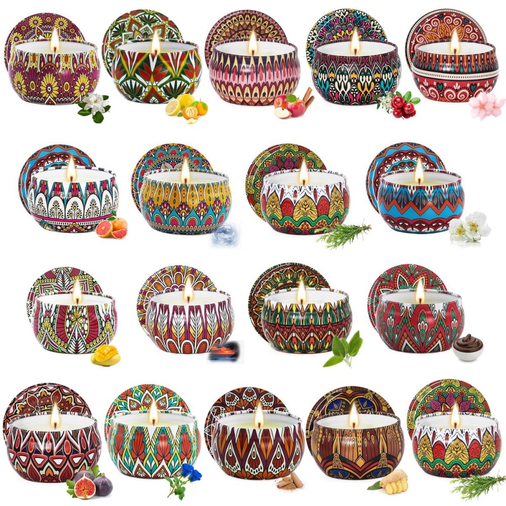 Scented Candles Bulk, 18 Pack Soy Wax Candles for Home, Long Burning Small Jar Candles, Aromatherapy Scented Candle Set for Relaxation, Holiday & Christmas Gifts