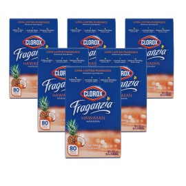 Clorox Fraganzia Fabric Softener Dryer Sheets, Hawaiian Scent - Wrinkle Reducing Scented Softening Laundry Dryer Sheets for Great Smelling Clothes, 80 Count - 6 Pack