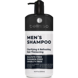 Shampoo for Men - Tea Tree Oil and Peppermint - Sulfate Free, Paraben Free - Clarifying, Refreshing, Volumizing & Moisturizing Hair Thickening Formula - Ideal for Oily Hair, Dry Scalps and Build Up