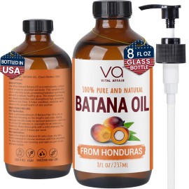 VITAL AFFAIR Batana Oil For Hair Growth-100% Raw Batana Oil From Honduras-Glass Bottle-Skin Hair Oil Rich In Essential Nutrients-Batana Hair Oil For Women & Men-For Strong & Shiny Hair-8 FlOz