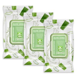 Body Prescription Makeup Cleansing Wipes - Gentle and Effective Face Wipes, 50 Count (Pack of 3), Aloe Vera