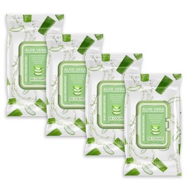 Body Prescription Makeup Cleansing Wipes - Gentle and Effective Face Wipes, 50 Count (Pack of 4), Aloe Vera