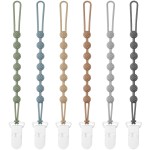 Eascrozn 6 Pack Silicone Pacifier Clip with One-Piece Design for Baby Boys and Girls, BPA Free Soft Flexible Binky Clips with Texture for Baby Essentials